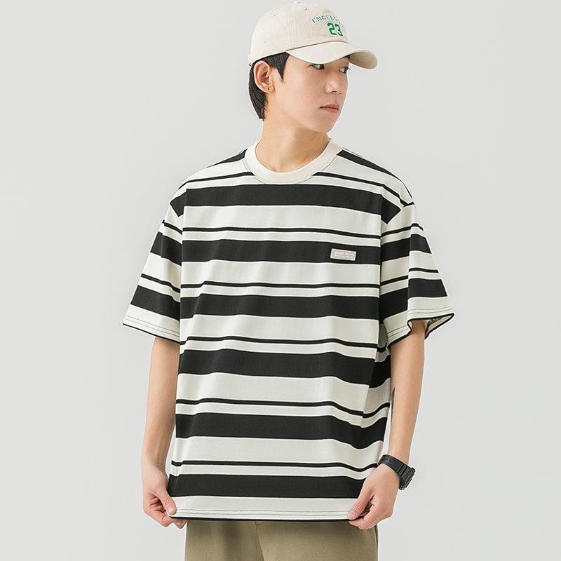 Cotton Crew Neck Striped T-shirt