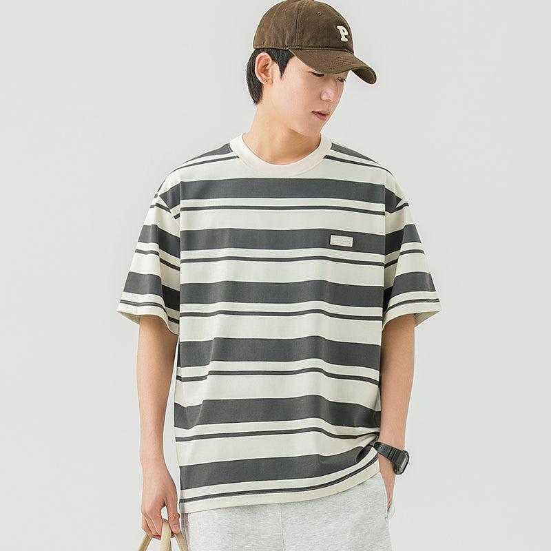 Cotton Crew Neck Striped T-shirt