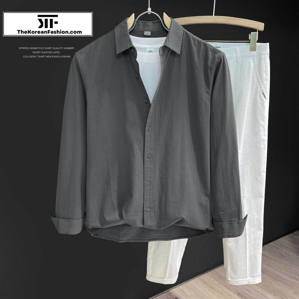 Cotton Long Sleeve Lapel Shirt