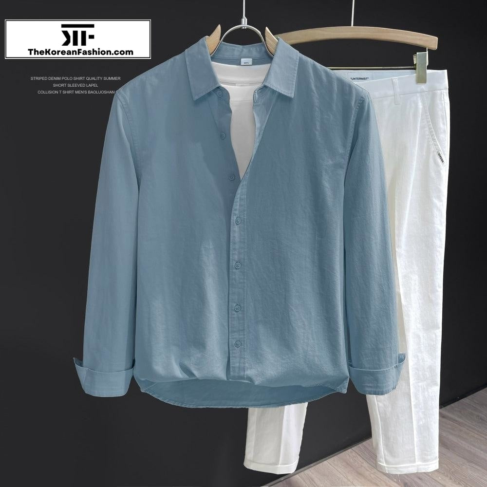 Cotton Long Sleeve Lapel Shirt