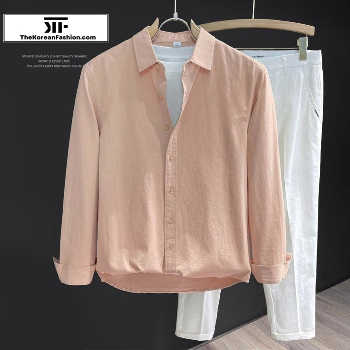 Cotton Long Sleeve Lapel Shirt