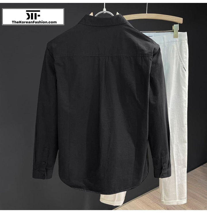 Cotton Long Sleeve Lapel Shirt