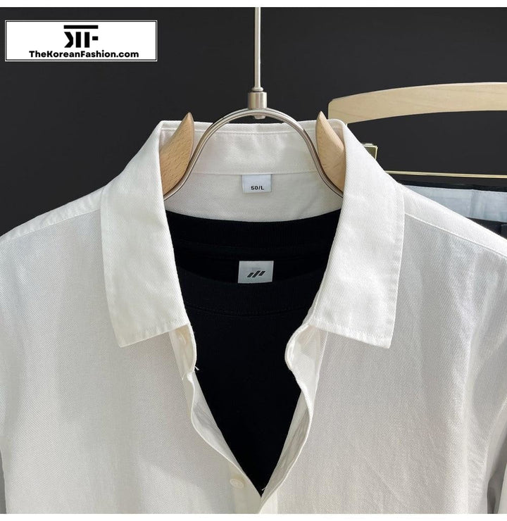 Cotton Long Sleeve Lapel Shirt