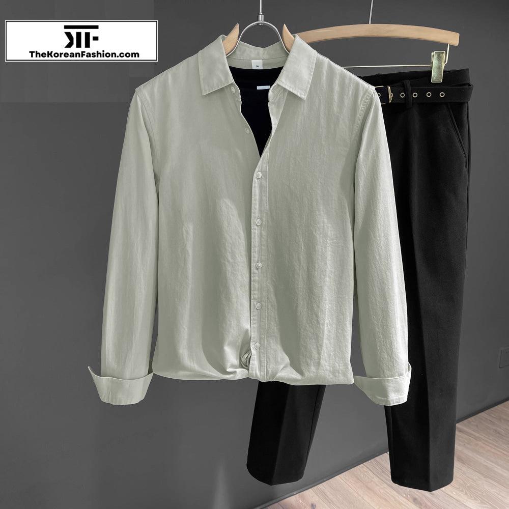 Cotton Long Sleeve Lapel Shirt