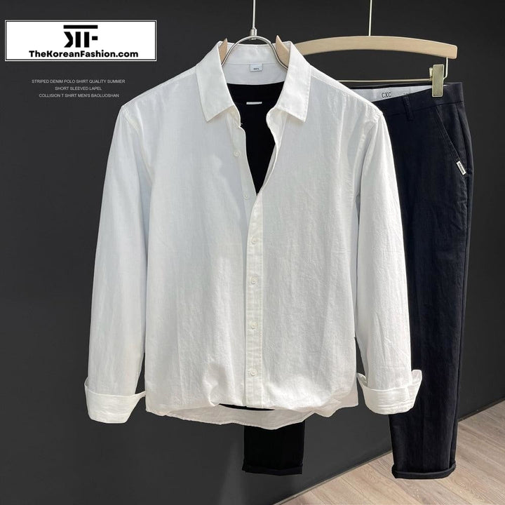 Cotton Long Sleeve Lapel Shirt