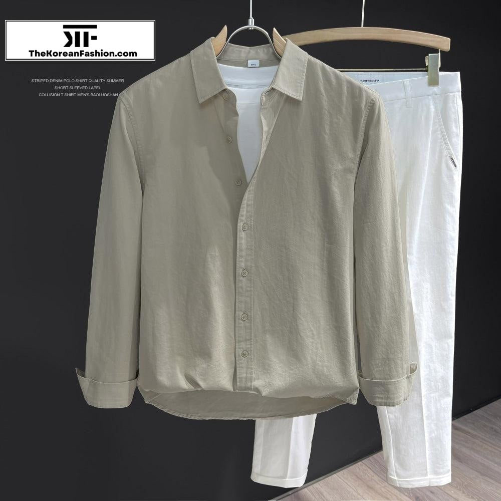 Cotton Long Sleeve Lapel Shirt