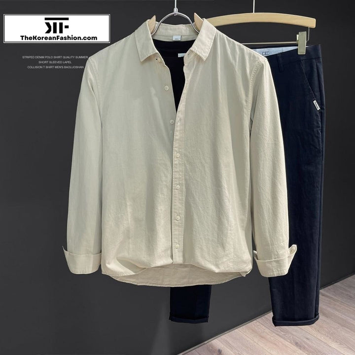 Cotton Long Sleeve Lapel Shirt