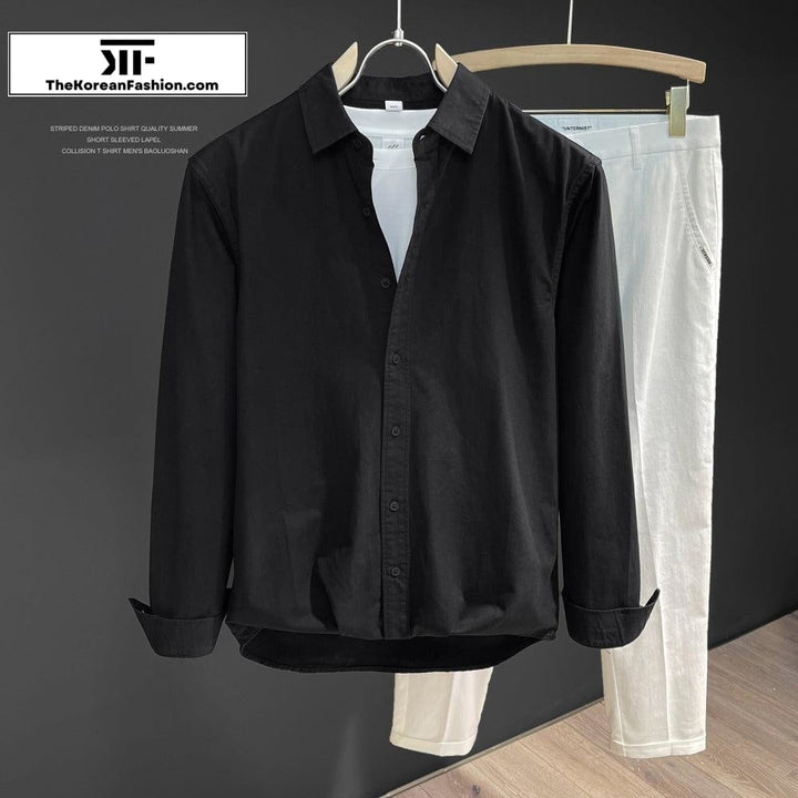 Cotton Long Sleeve Lapel Shirt