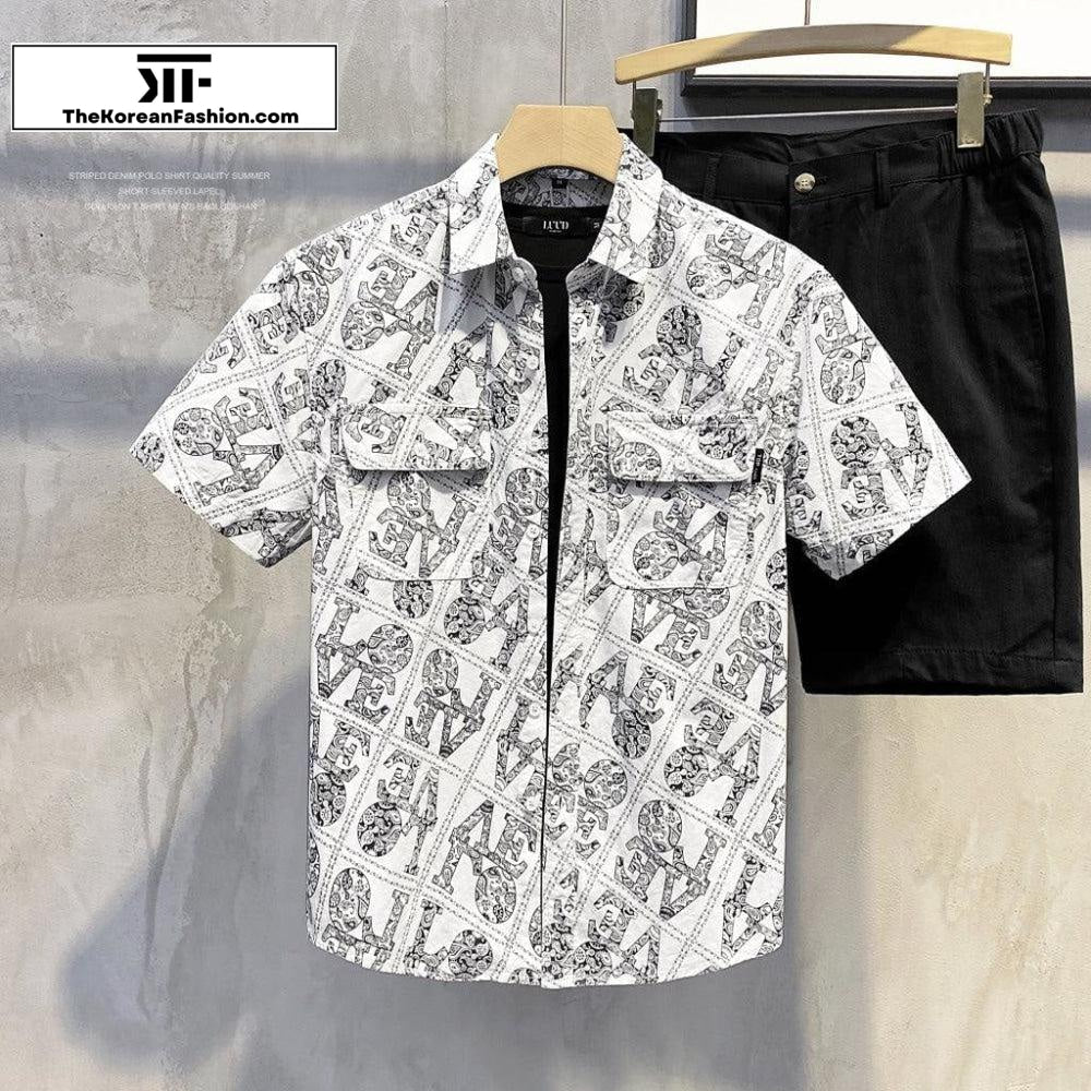 Cotton Retro Flower Pattern Shirt