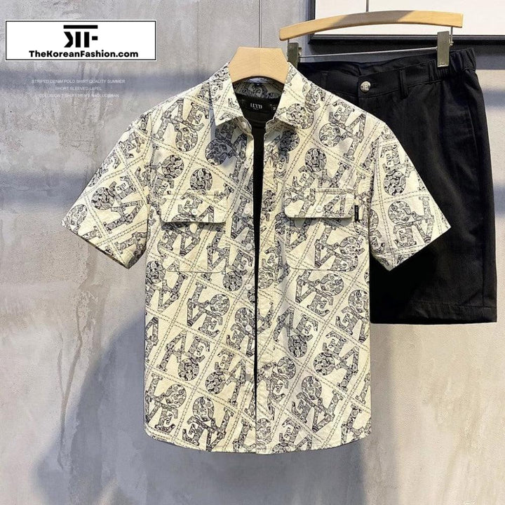 Cotton Retro Flower Pattern Shirt