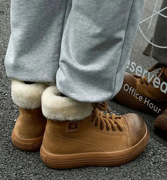 Cozy Lace-Up Shearling Uggs