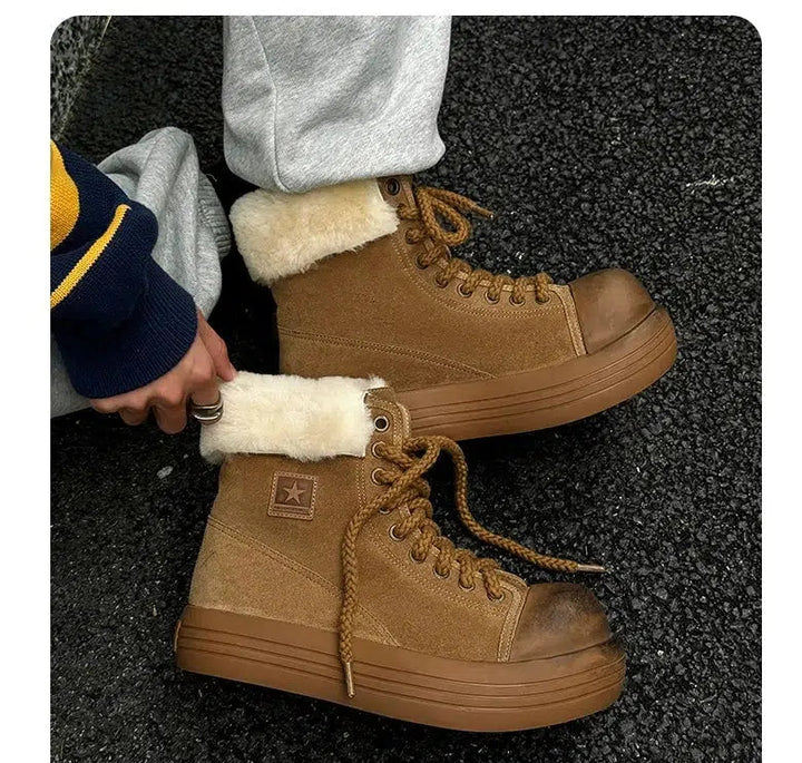 Cozy Lace-Up Shearling Uggs