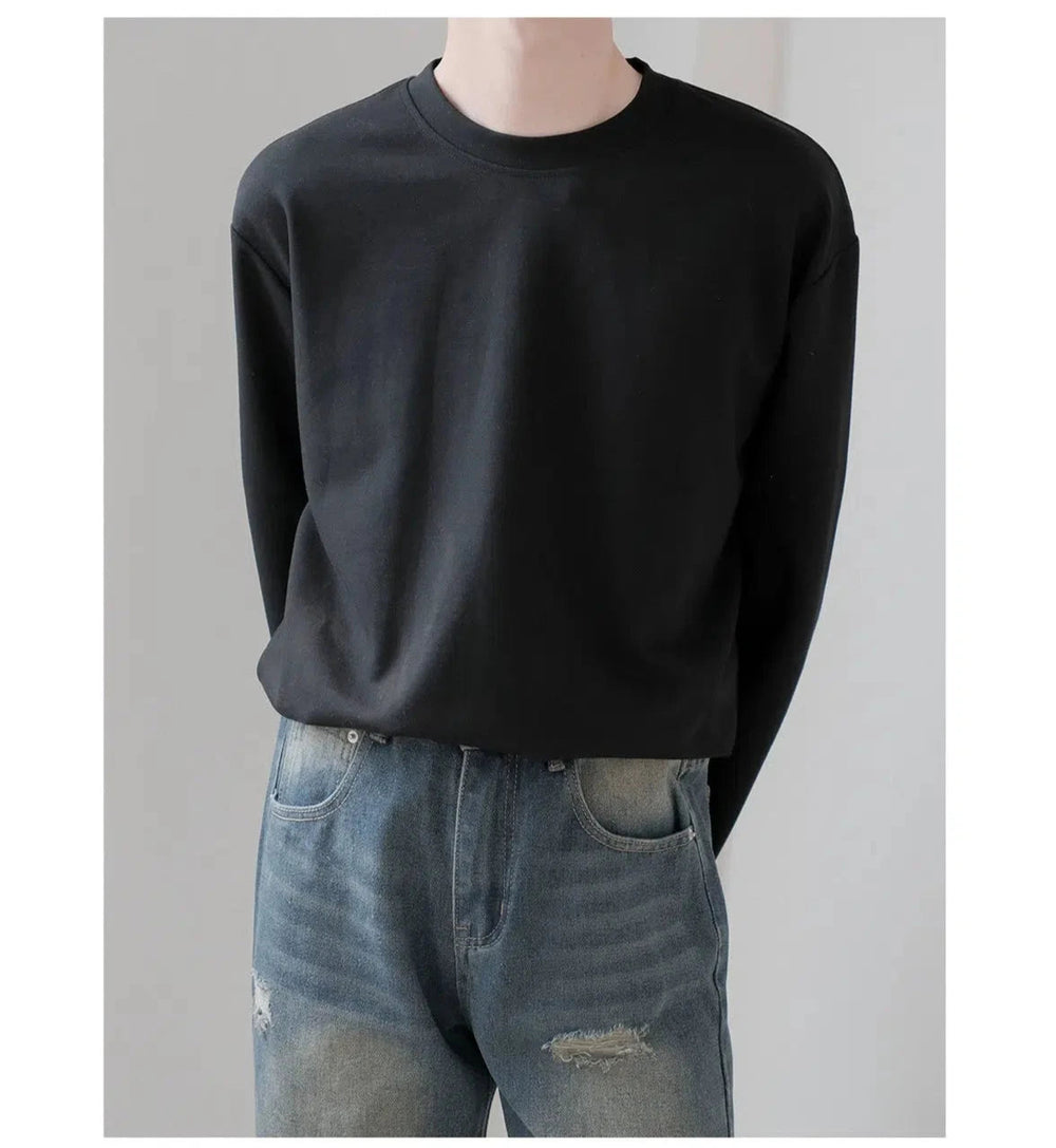 Crew Neck Long-sleeved T-shirt