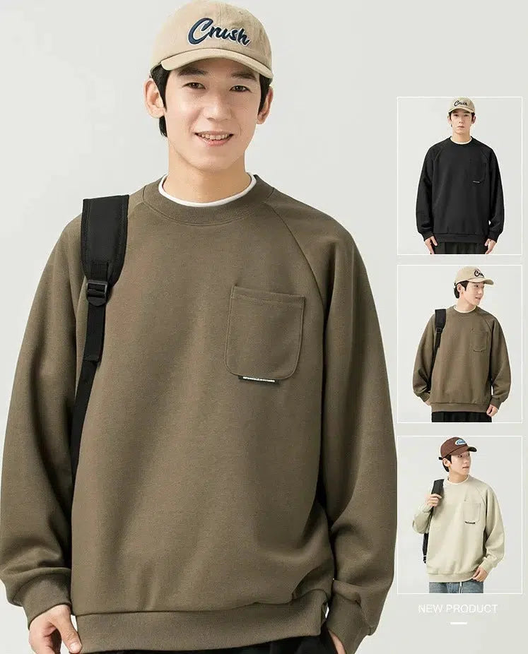 Crew Neck Sweatshirt with Pockets