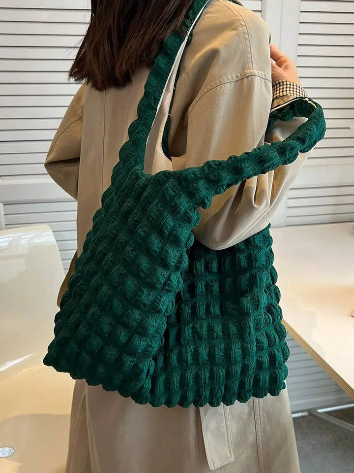 Crinkled Quilted Cotton Tote Bag