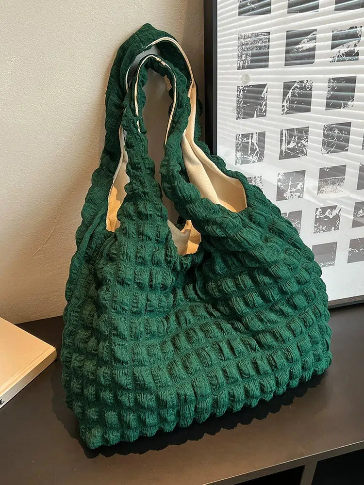 Crinkled Quilted Cotton Tote Bag