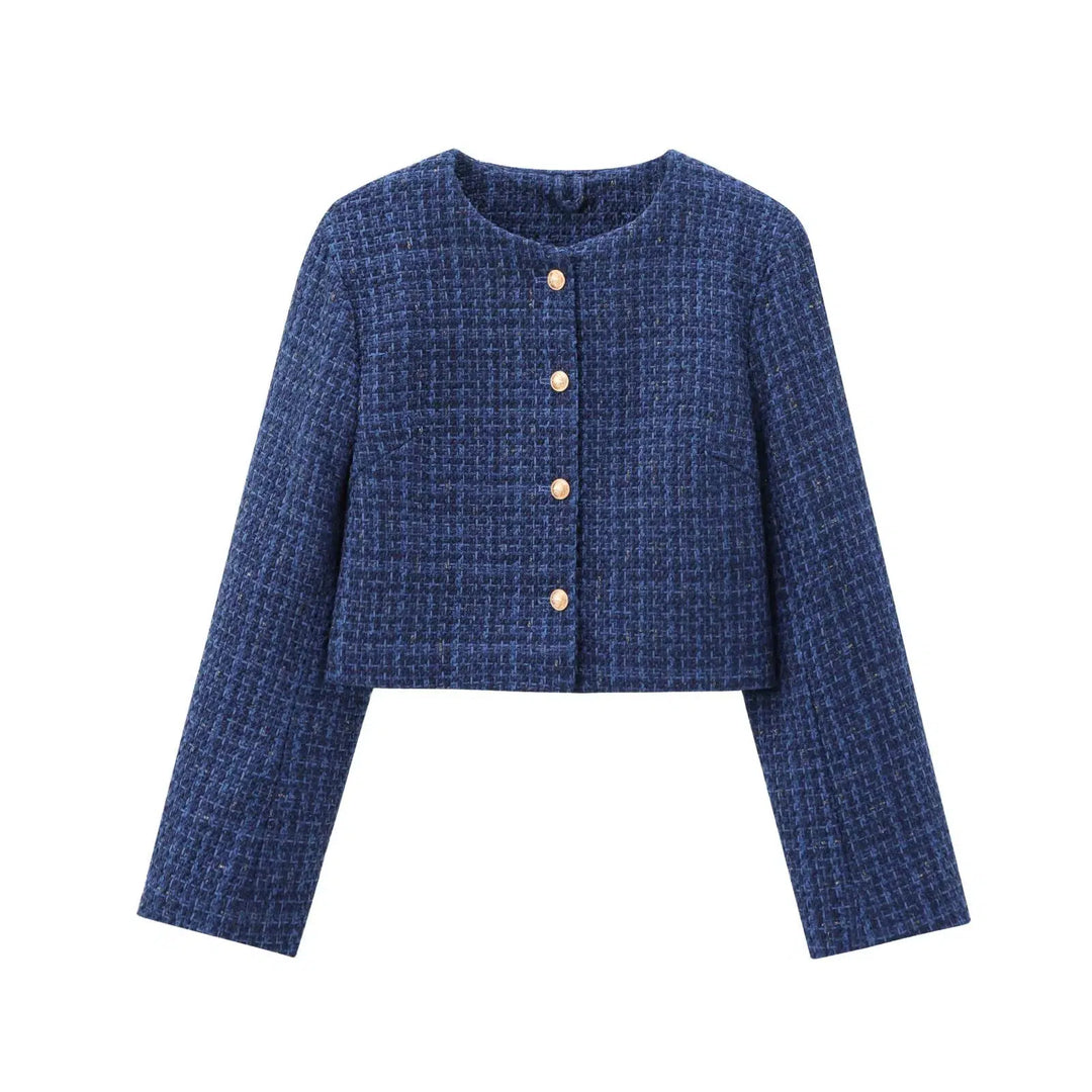 Cropped Button-Front Jacket