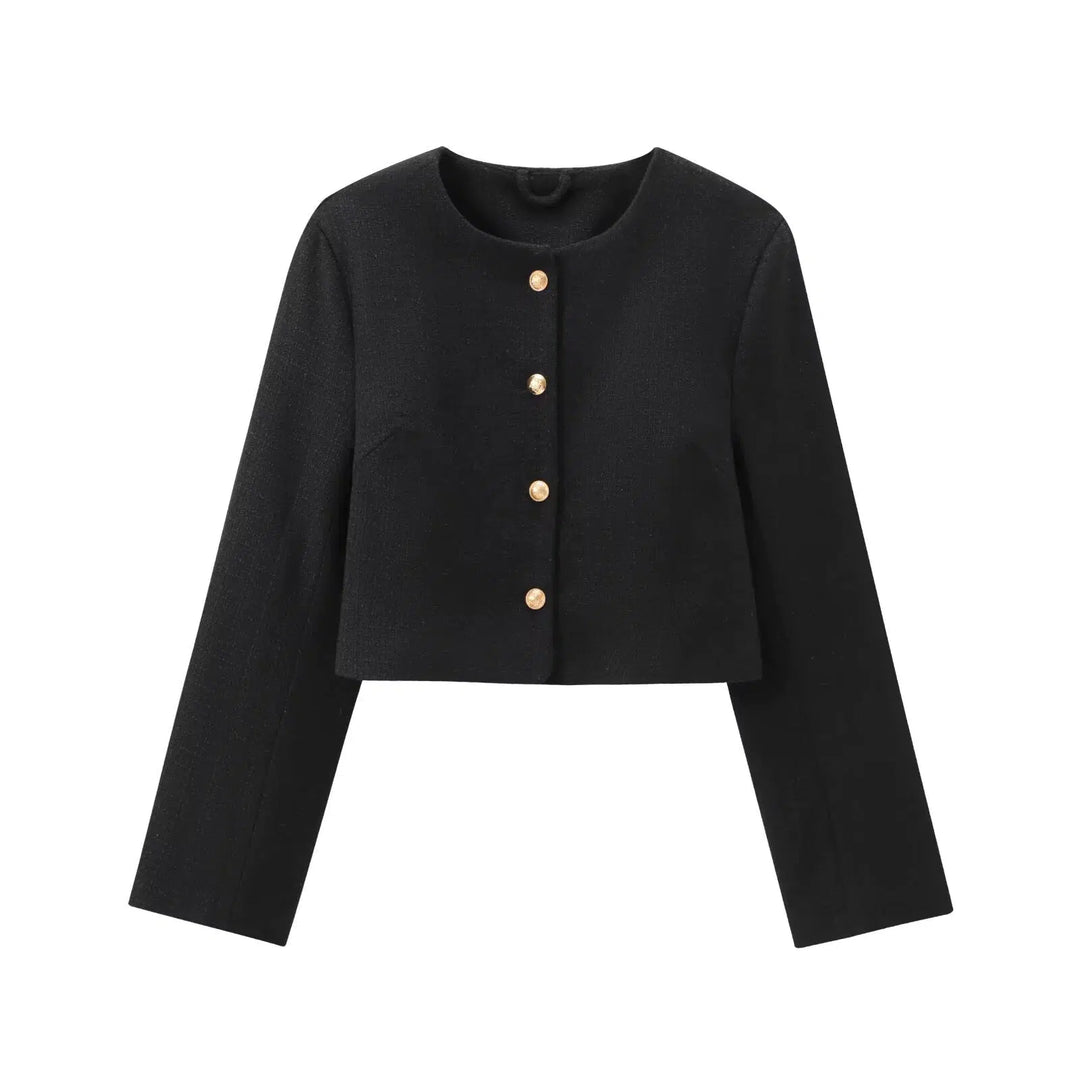 Cropped Button-Front Jacket