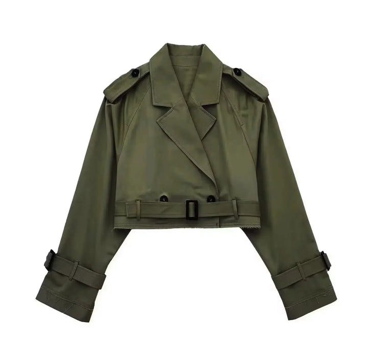 Cropped Double-Breasted Trench Coat