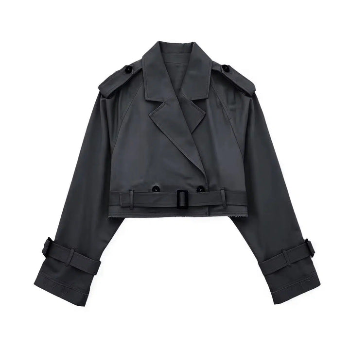 Cropped Double-Breasted Trench Coat