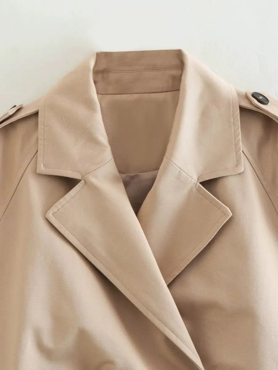 Cropped Double-Breasted Trench Coat