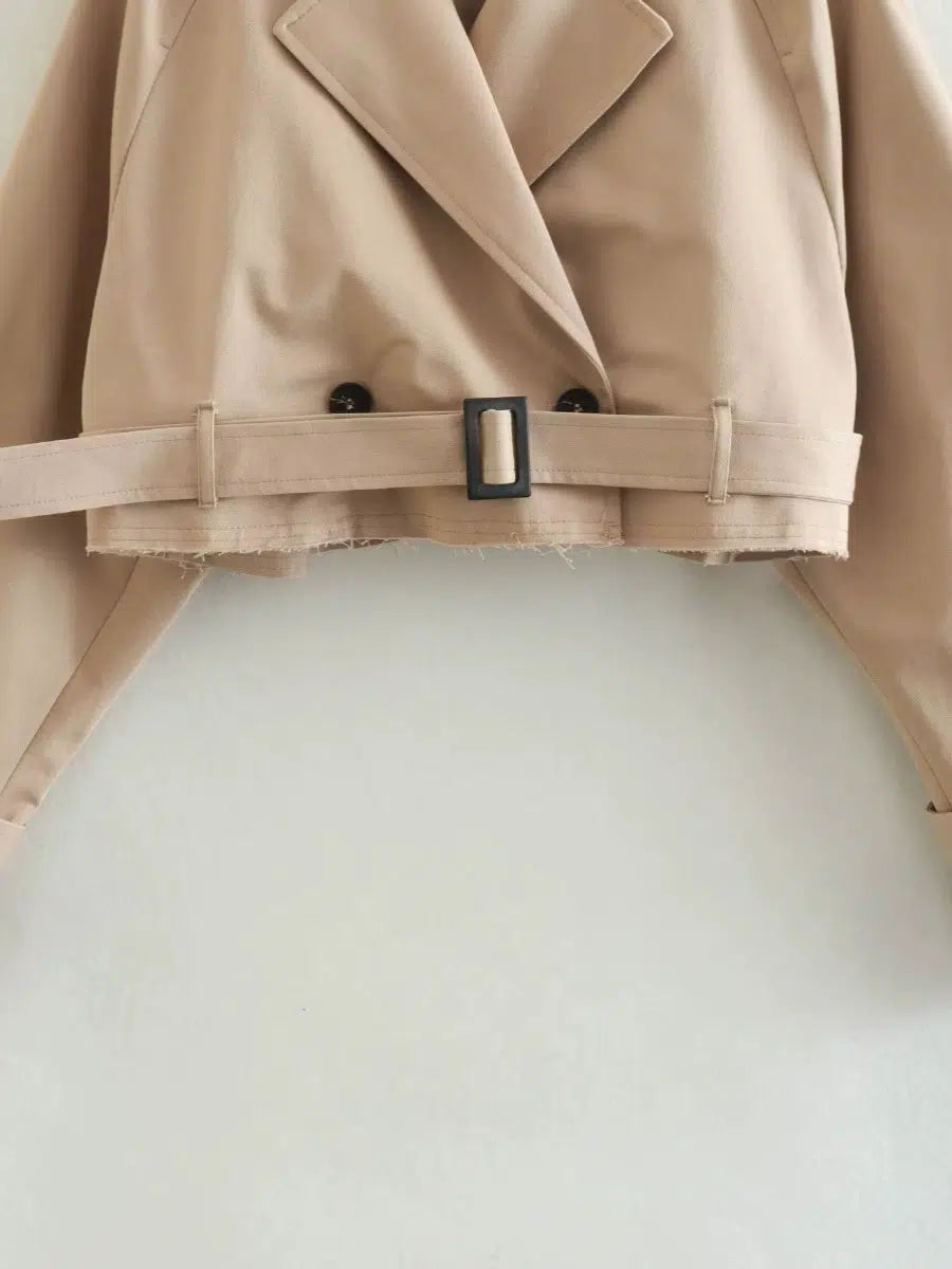 Cropped Double-Breasted Trench Coat