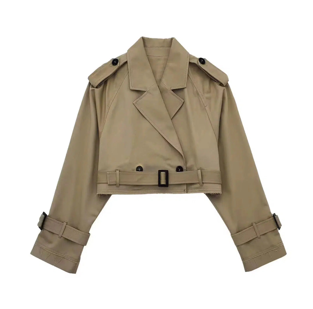 Cropped Double-Breasted Trench Coat