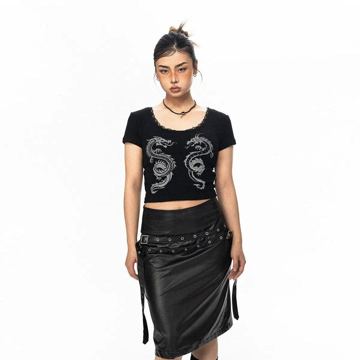 Cropped Dragon Graphic T-shirt