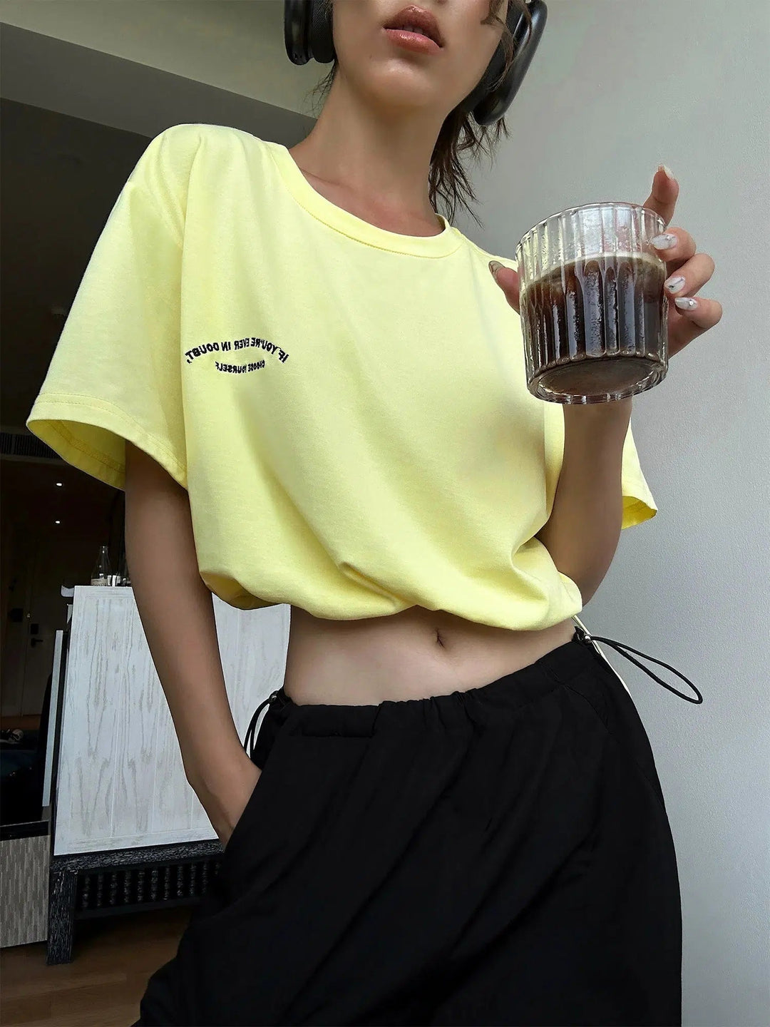 Cropped Drawstring T-shirt