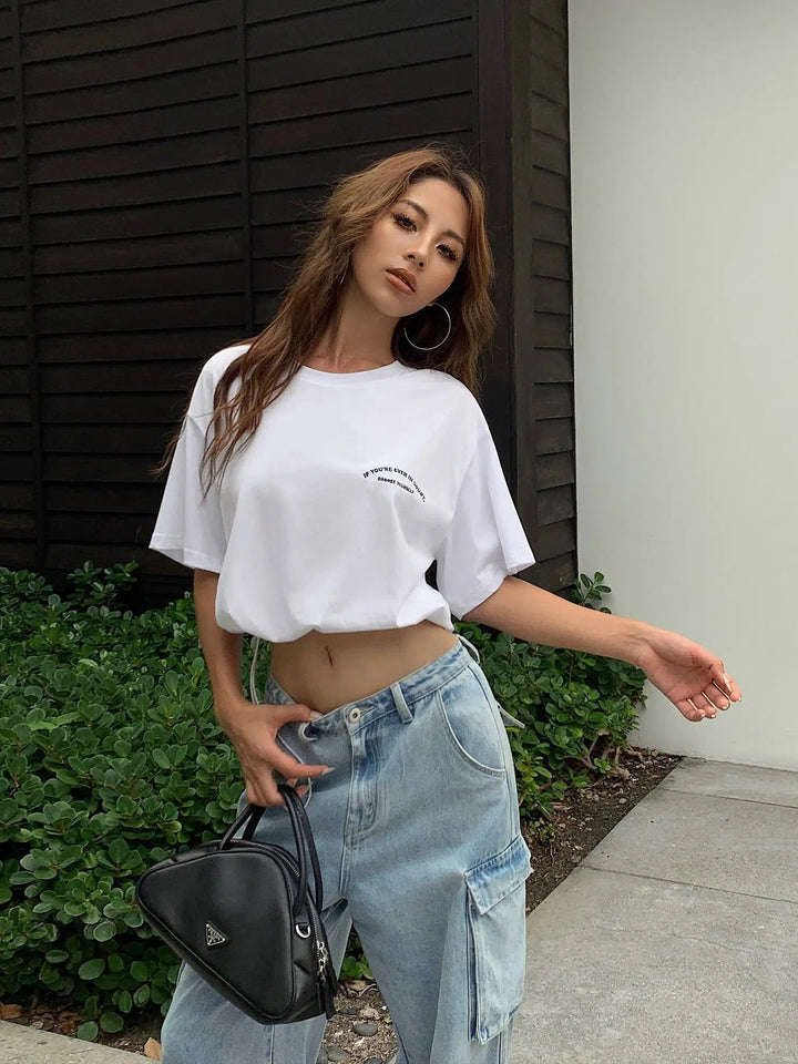 Cropped Drawstring T-shirt