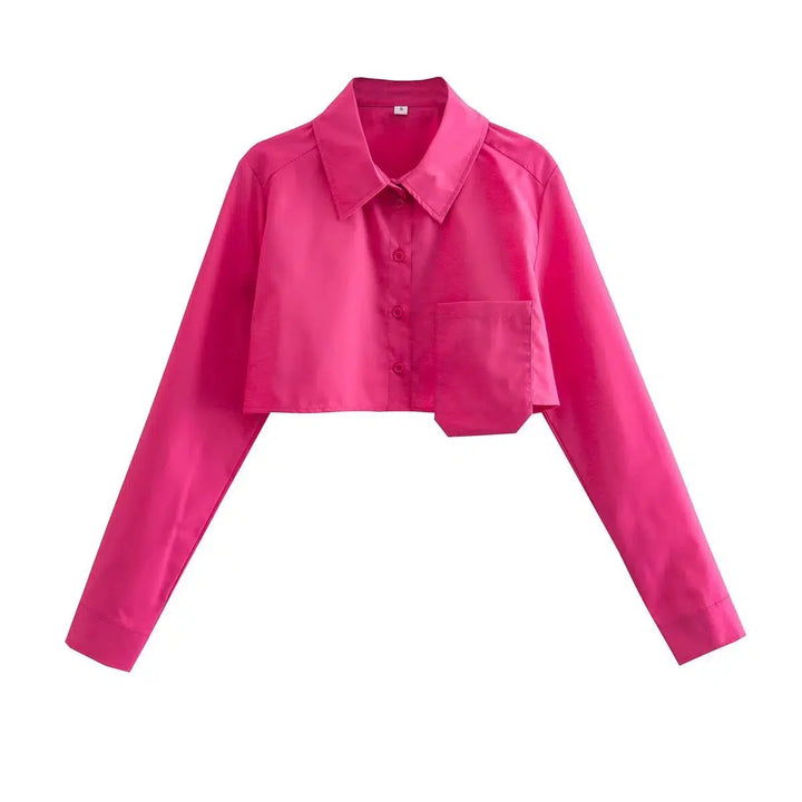 Cropped Long Sleeve Collared Shirt