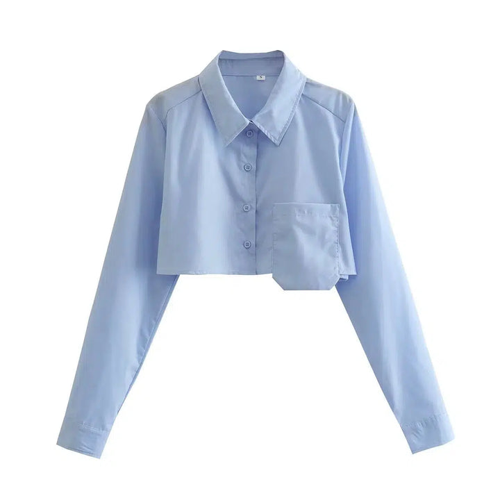 Cropped Long Sleeve Collared Shirt