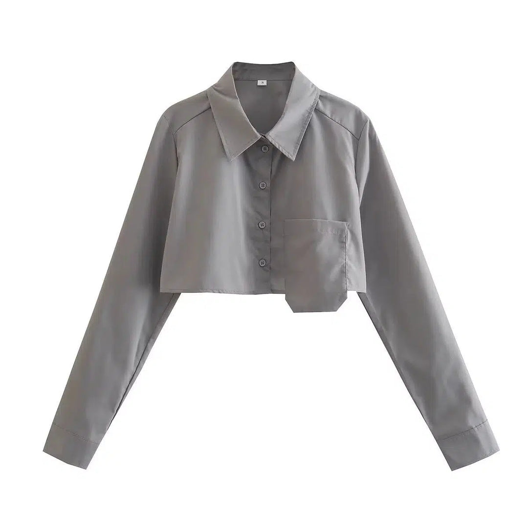 Cropped Long Sleeve Collared Shirt