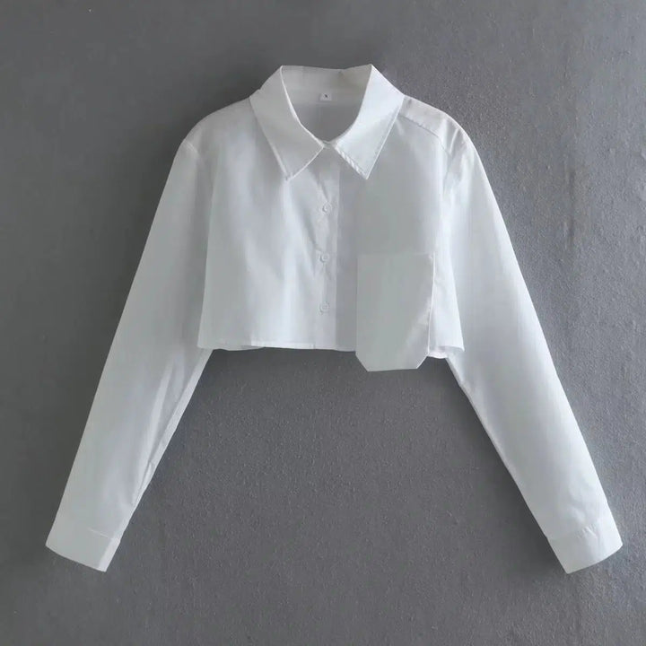 Cropped Long Sleeve Collared Shirt