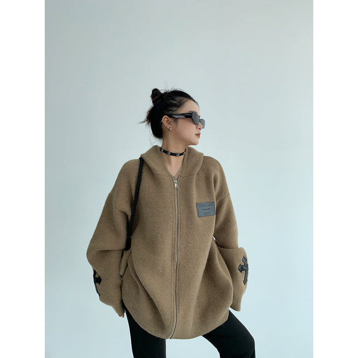 Cross Cozy Zip-Up Oversized Sweatshirt