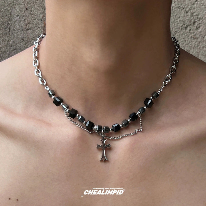 Cross Pendant Beaded Necklace