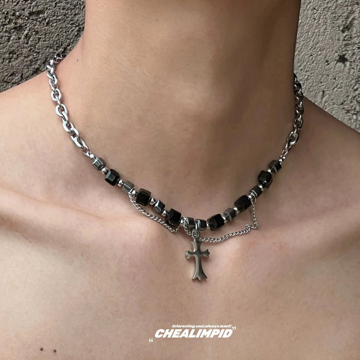 Cross Pendant Beaded Necklace