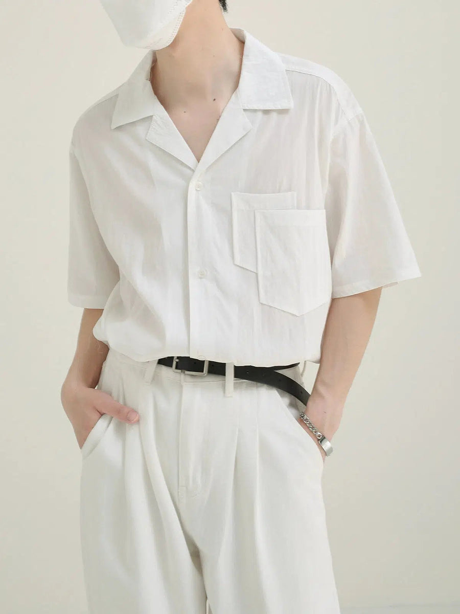 Cuban Collar Short Sleeve Shirt