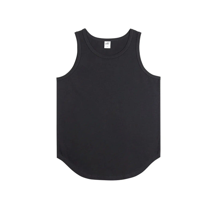 Curved Solid Color Sleeveless Vest