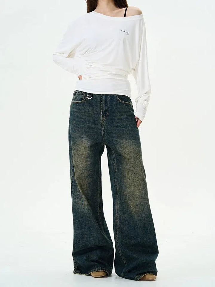 Dark Blue Wide-leg Jeans