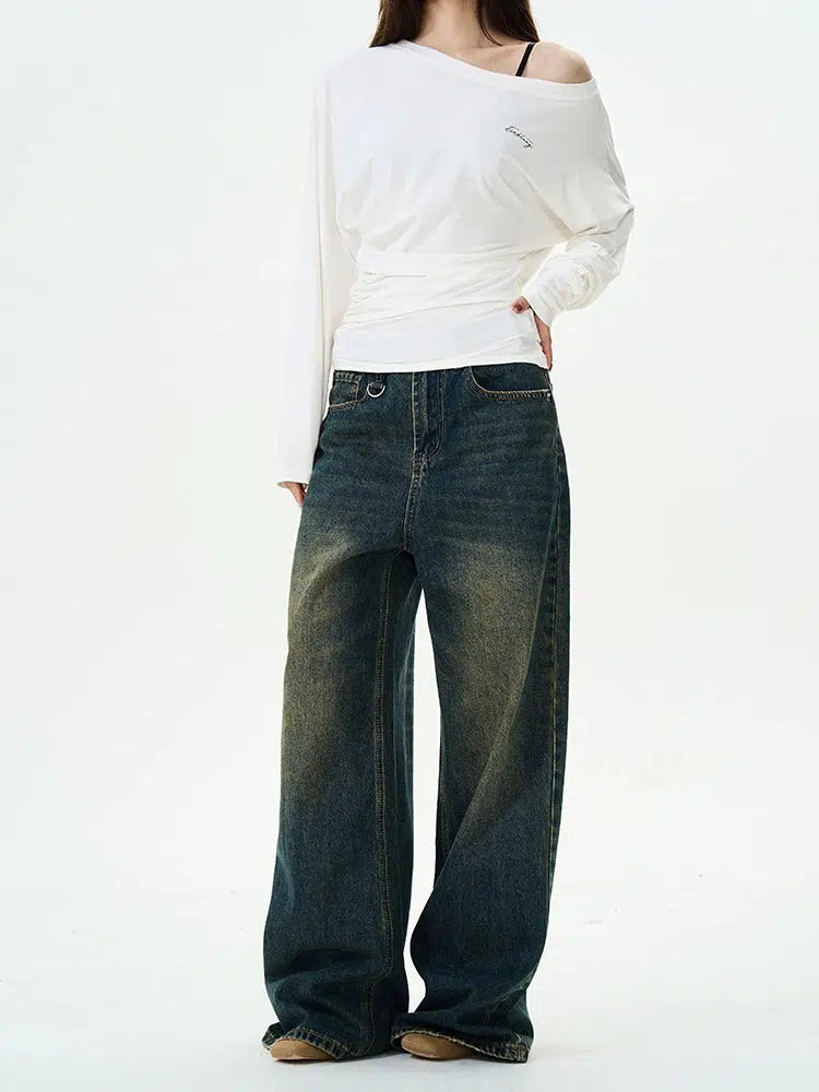 Dark Blue Wide-leg Jeans