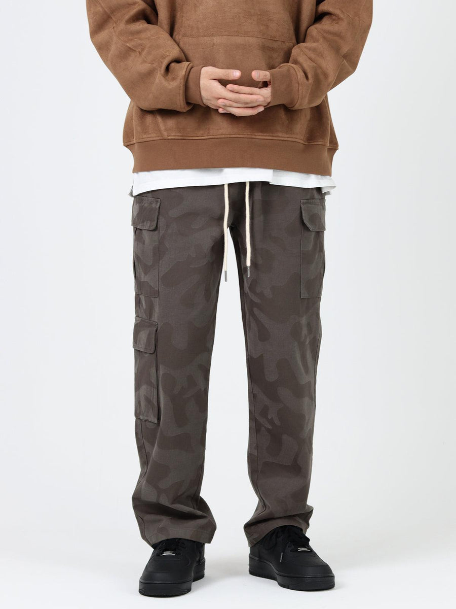 Dark Camouflage Cargo Drawstring Pants