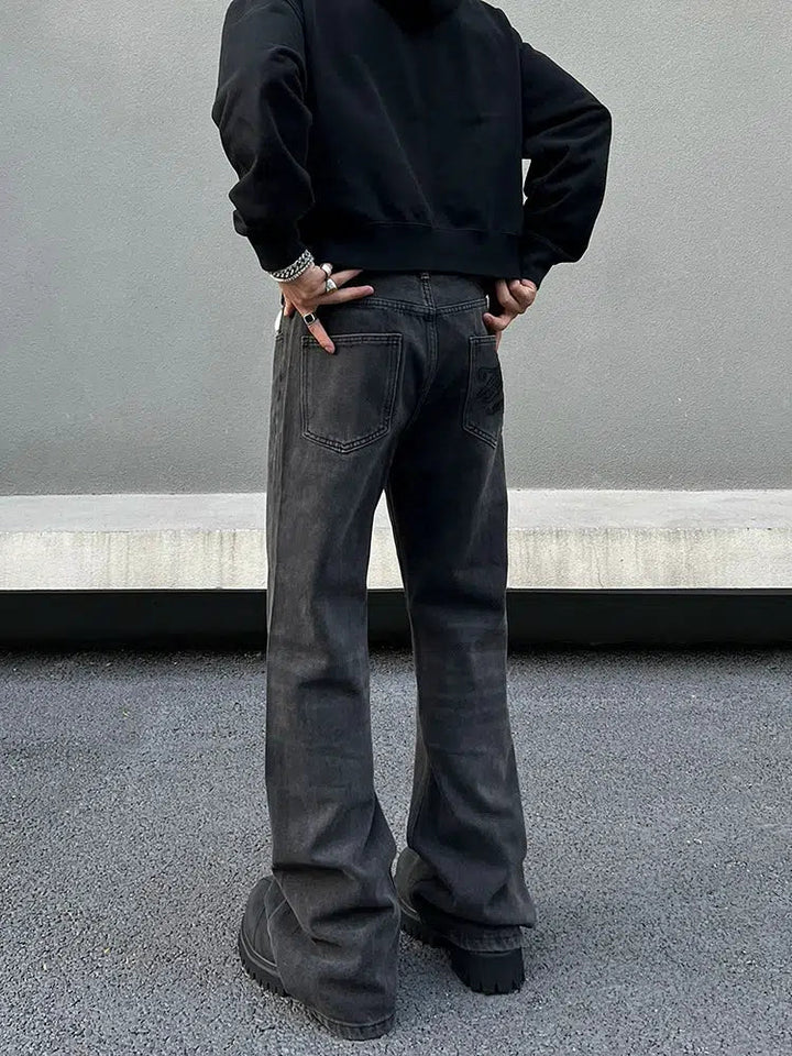 Dark Gray Straight-leg Jeans