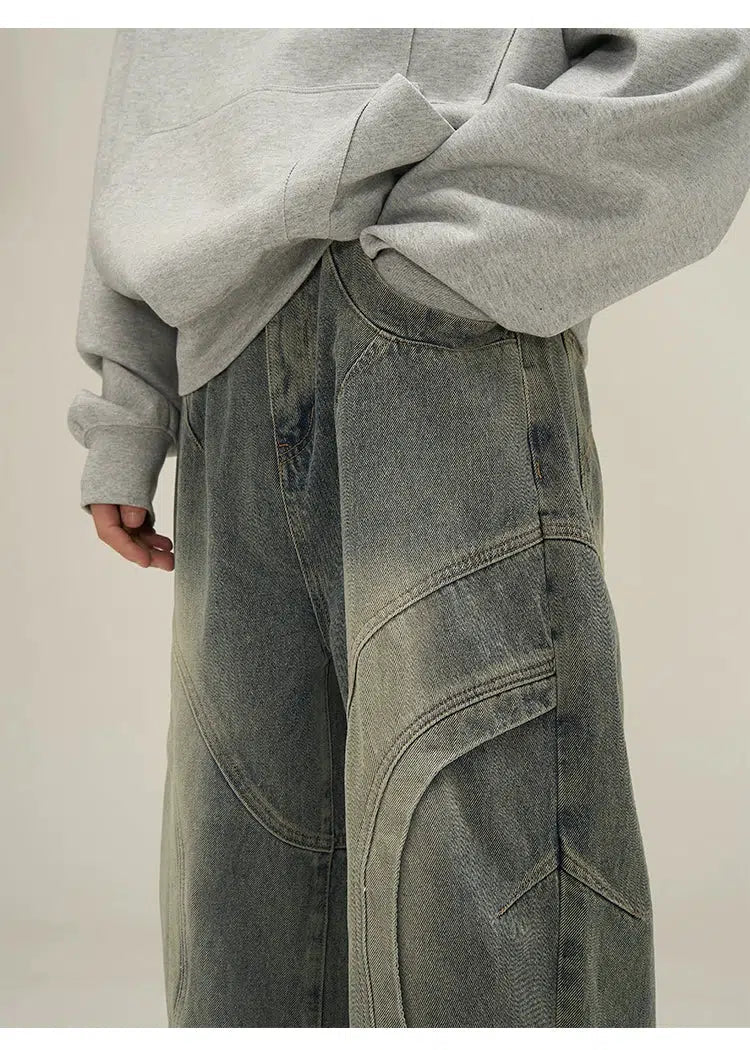 Deconstructed High Waist Jeans