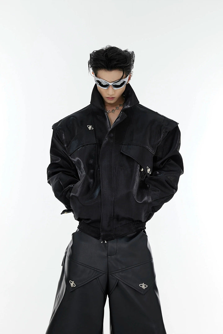 Deconstruction Metal Split Leather Jacket