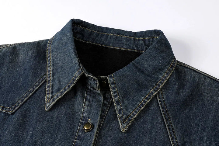 Pockets Denim Button-Down Shirt