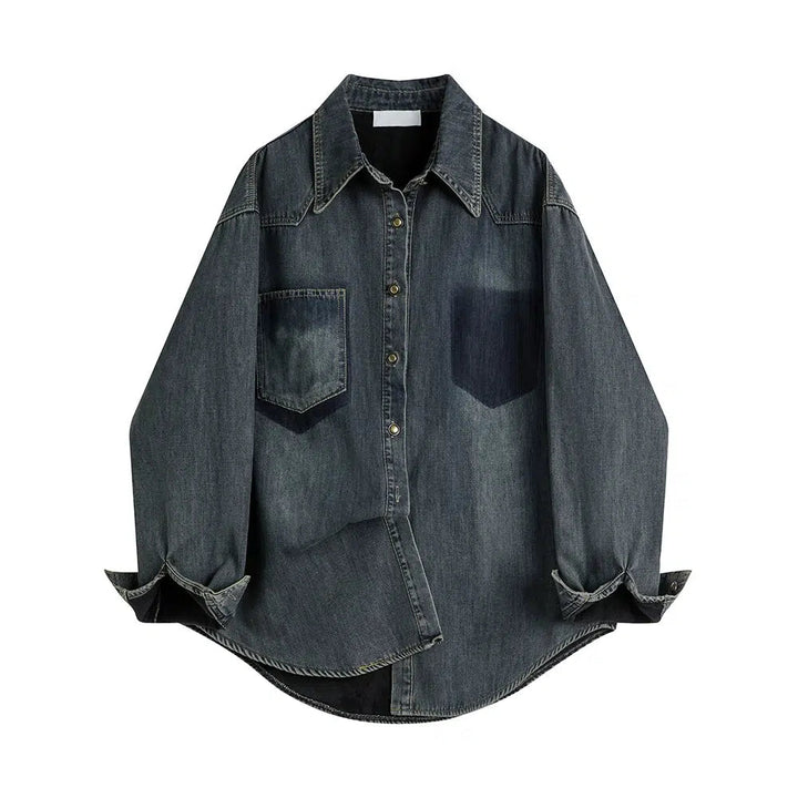 Pockets Denim Button-Down Shirt