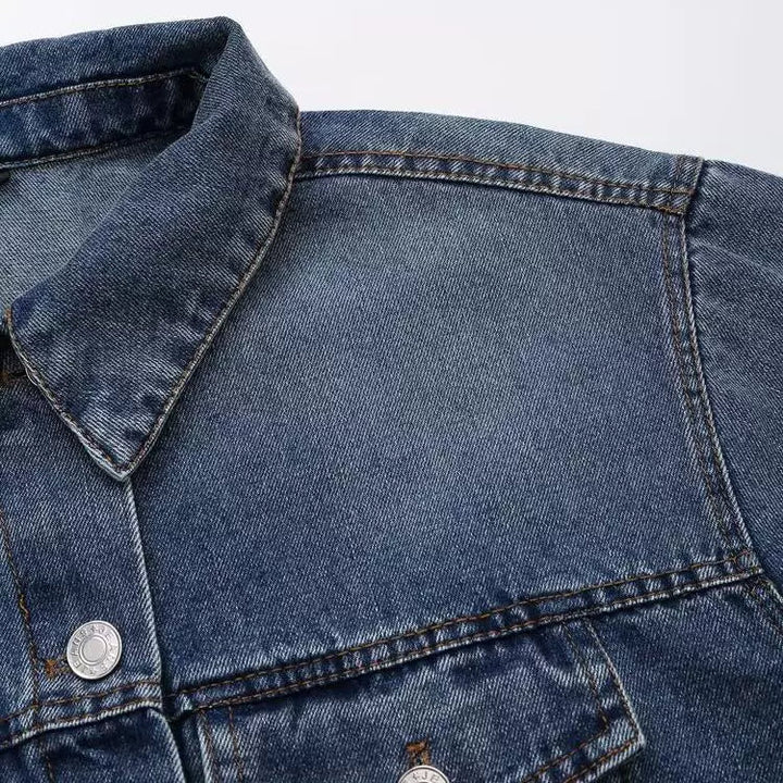 Denim Button-Up Cropped Jacket