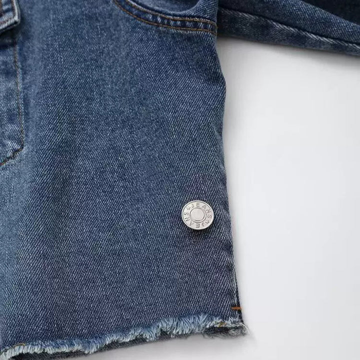 Denim Button-Up Cropped Jacket