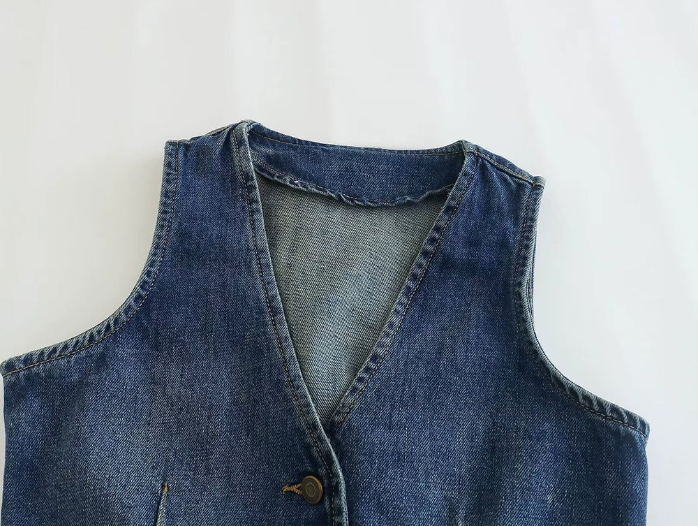 Denim Button-Up Vest